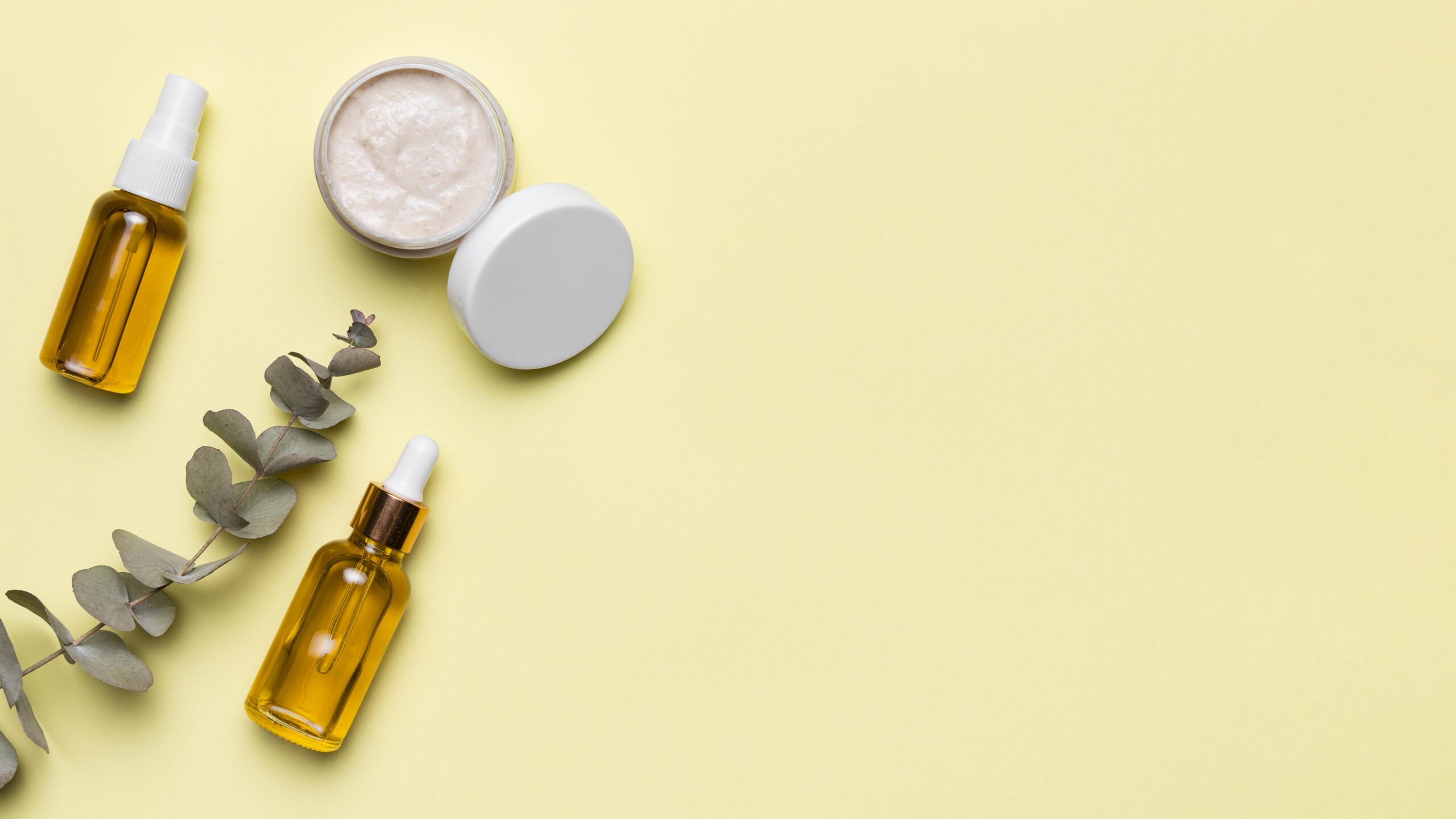 flat lay natural cosmetics frame
