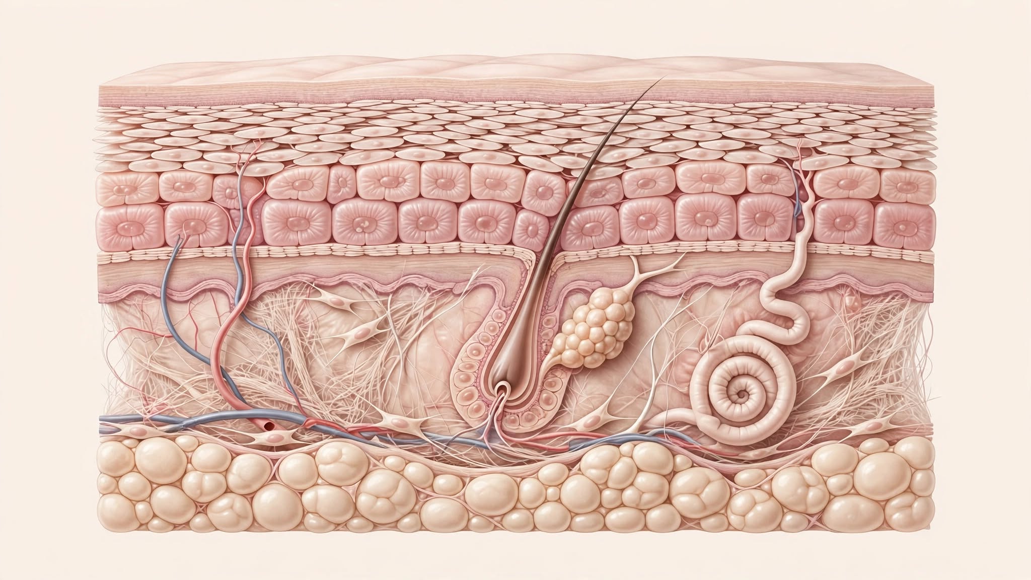 The Secret Science of Your Glow: Professional Skin Biology Research Skin science illustration showing the layers of human skin
