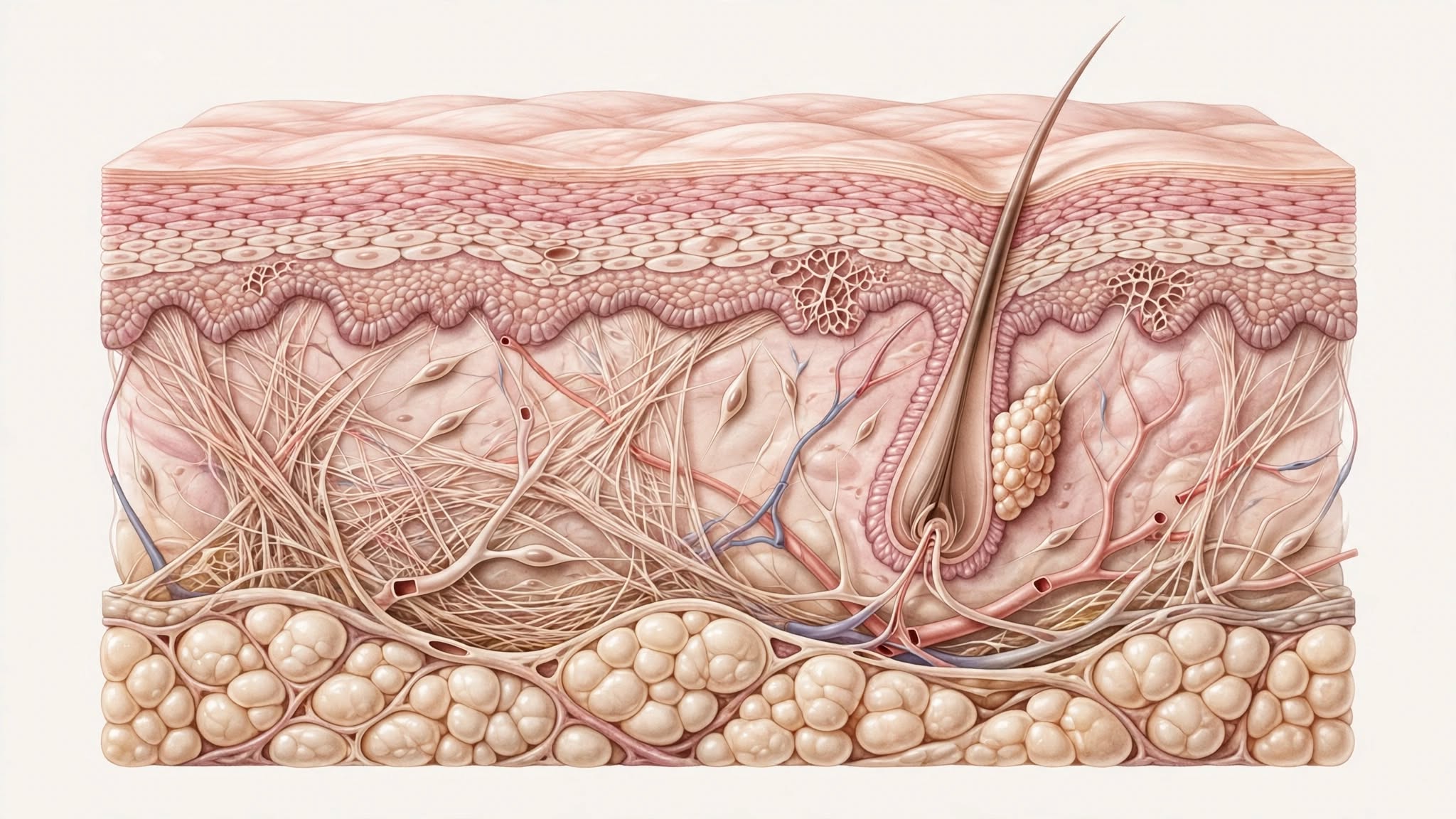 The Secret Science of Your Glow: Professional Skin Biology Research Skin science illustration showing the layers of human skin